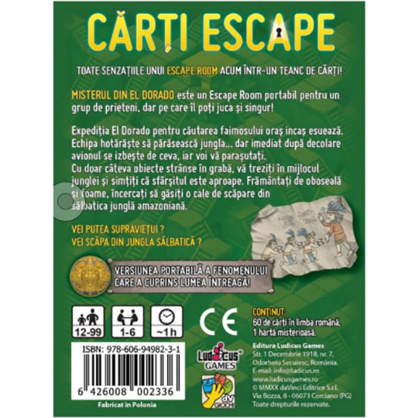 Joc de societate DV GIOCHI Escape - Misterul din Eldorado editia II ESC2909, 12 ani+, 1-6 jucatori