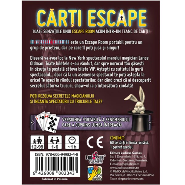 Joc de societate DV GIOCHI Escape - In spatele cortinei editia II ESC2916, 12 ani+, 1-6 jucatori