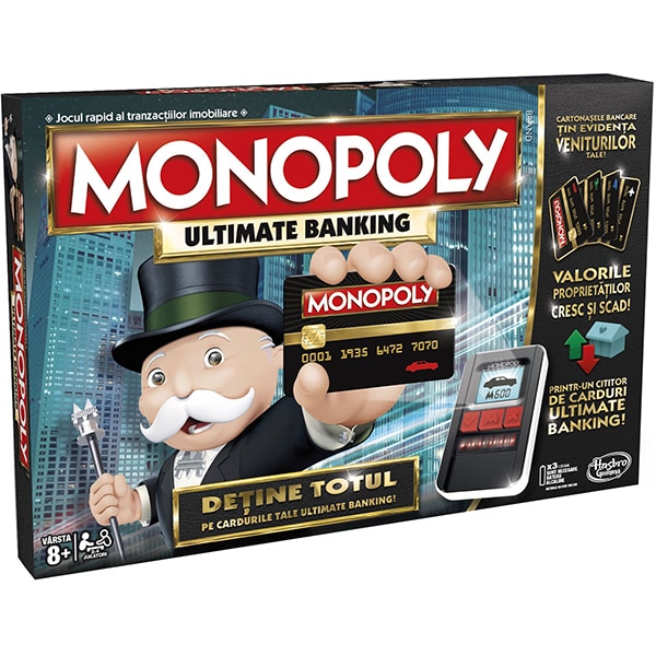 Joc de societate MONOPOLY Ultimate Banking B6677, 8 ani+, 2-4 jucatori