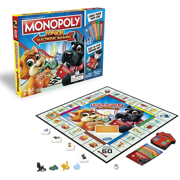 Joc de societate MONOPOLY Junior Electronic Banking E1842, 5 ani+, 2-4 jucatori