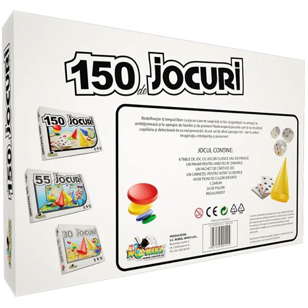 Joc de societate NORIEL 150 de jocuri intr-unul singur NOR 1414, 5 ani+, 2-8 jucatori