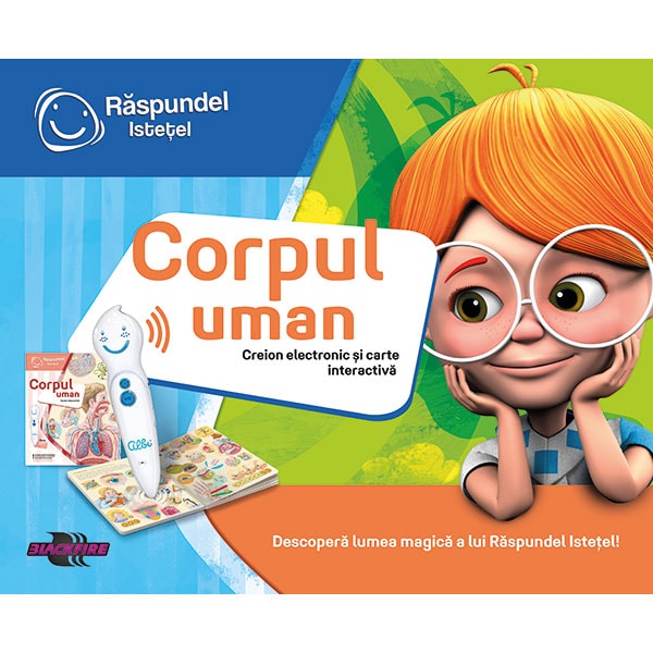 Pachet carte interactiva si creion RASPUNDEL ISTETEL: Corpul uman 19583, 5 ani+, multicolor