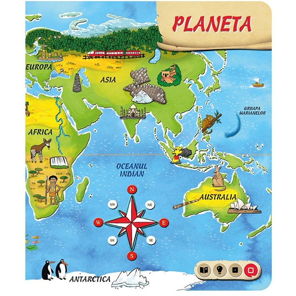 Carte interactiva RASPUNDEL ISTETEL Atlasul lumii 69369, 7 ani+, multicolor