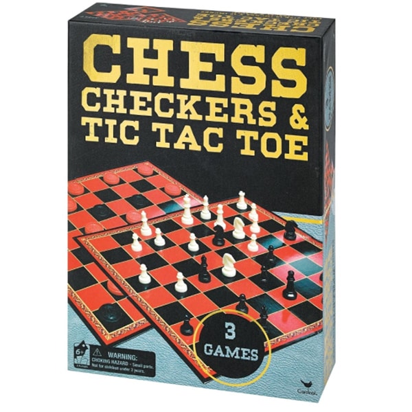 Joc de societate SPIN MASTER 3in1 - Sah, Dame, Tic Tac Toe 6033146, 6 ani+, 2 jucatori