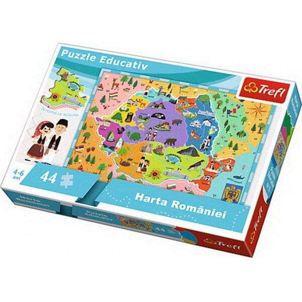 Puzzle TREFL Harta Romaniei 15543, 4-6 ani, 44 piese