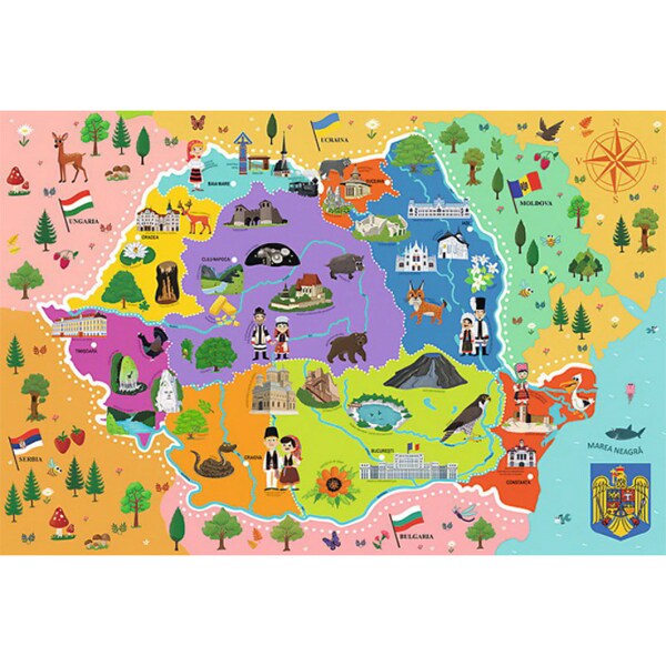 Puzzle TREFL Harta Romaniei 15543, 4-6 ani, 44 piese