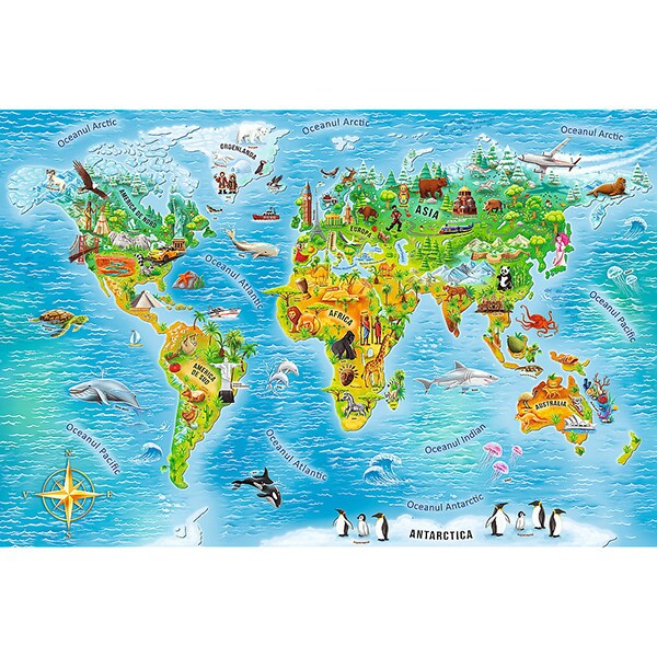 Puzzle TREFL Harta Lumii 15575, 5 ani+, 104 piese