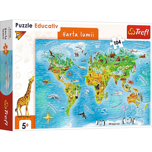 Puzzle TREFL Harta Lumii 15575, 5 ani+, 104 piese