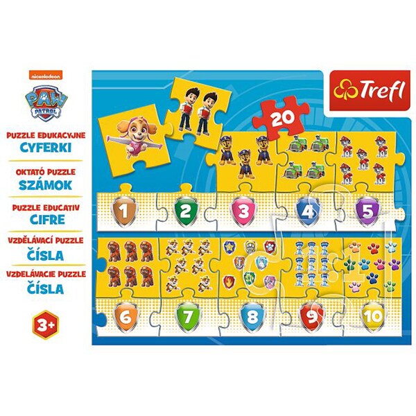 Puzzle TREFL Numere - Patrula Catelusilor 15578, 3 ani+, 20 piese