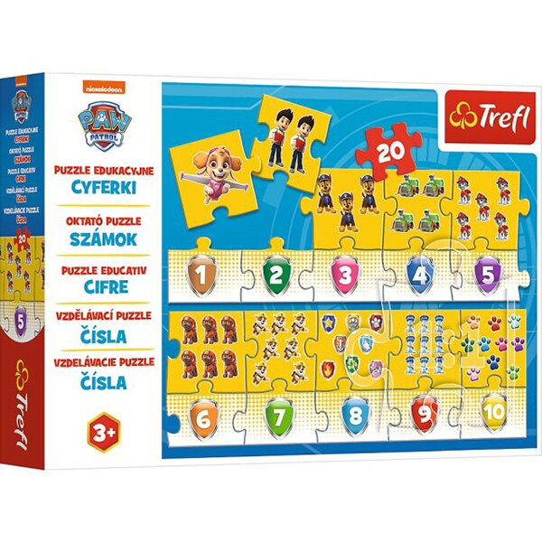 Puzzle TREFL Numere - Patrula Catelusilor 15578, 3 ani+, 20 piese