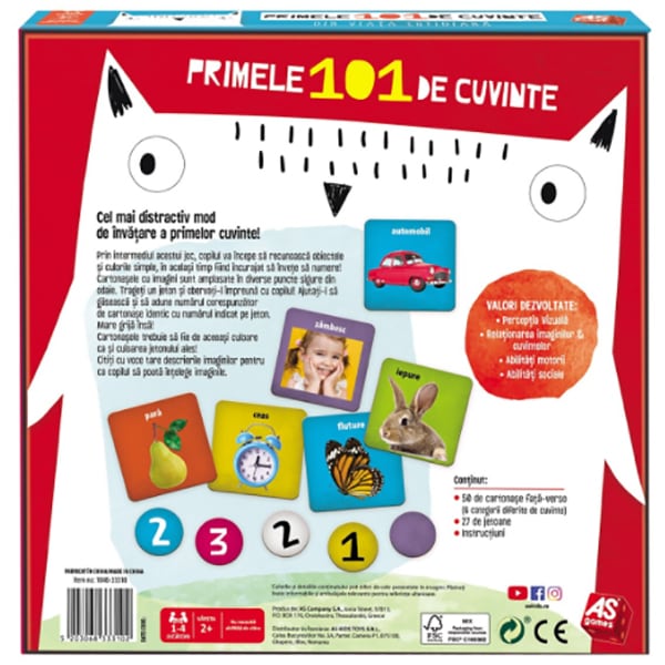 Joc de societate AS GAMES Primele 101 de cuvinte 1040-33310, 2 ani+, 1-4 jucatori