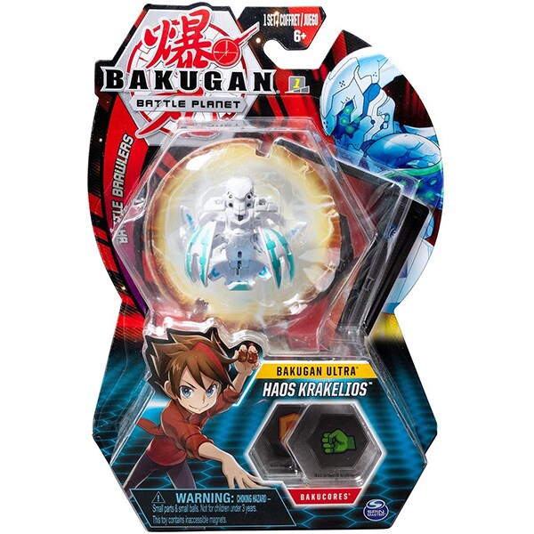 Figurina BAKUGAN Ultra - Haos Krakelios 20107991, 6 ani+, alb-bleu