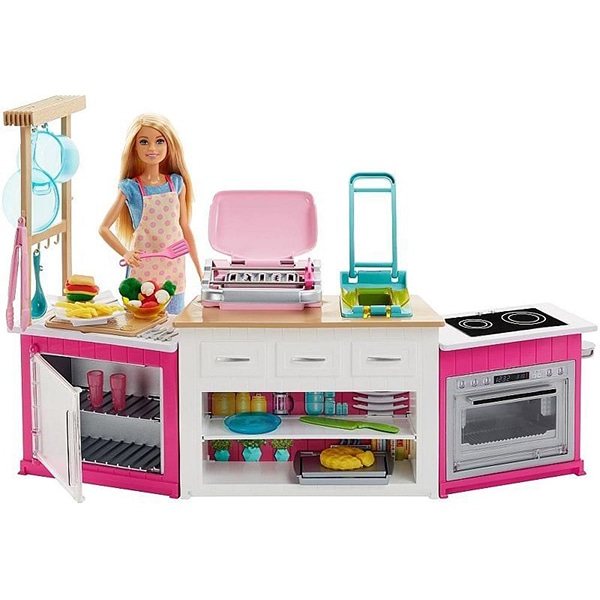 Papusa BARBIE Bucatarie utilata MTFRH73, 4 ani+, multicolor