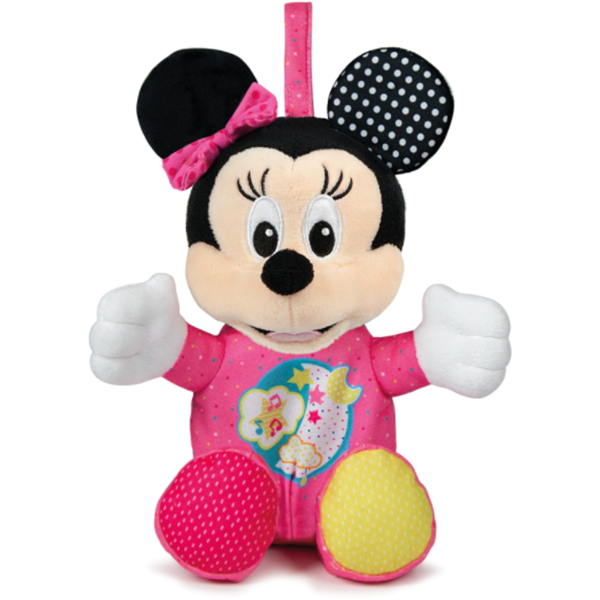 Jucarie de plus CLEMENTONI Minnie Mouse cu lumini si sunete CL17207, 6 luni+, roz-negru
