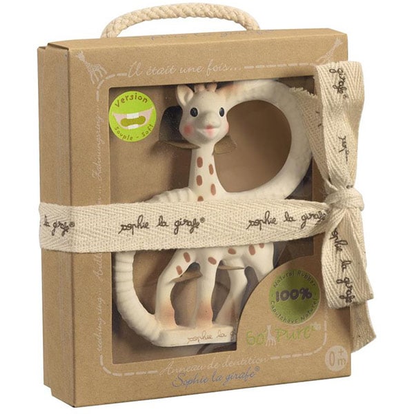 Inel gingival VULLI Girafa Sophie So Pure Stage 2, 0 luni+, alb-maro