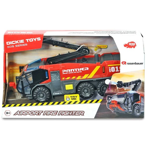 Masina de pompieri DICKIE Airport Fire Fighter 203714012038, 3 ani+, rosu-gri