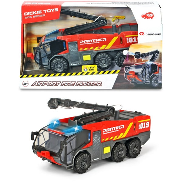 Masina de pompieri DICKIE Airport Fire Fighter 203714012038, 3 ani+, rosu-gri