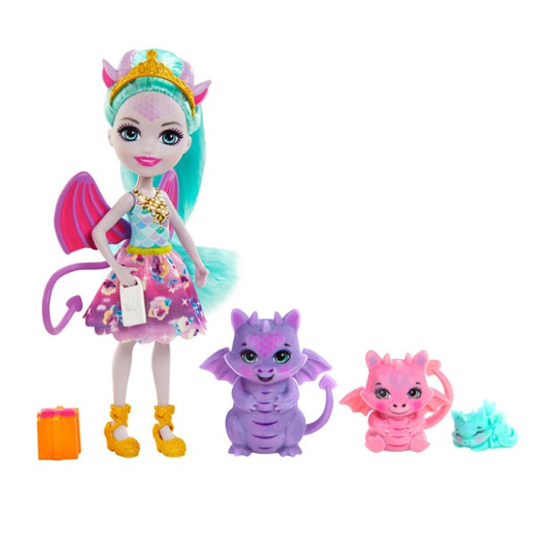 Papusa ENCHANTIMALS Familia dragonilor MTGYJ09, 4 ani+, multicolor