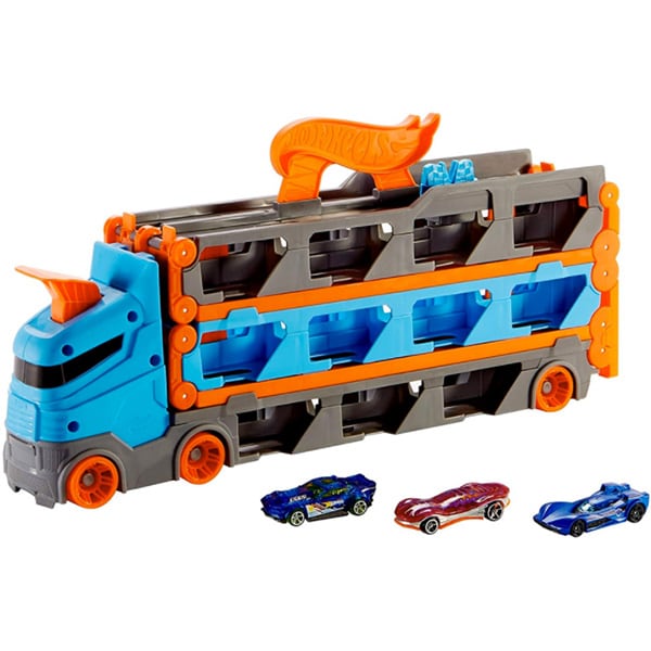 Set masinuta HOT WHEELS 2in1 Transporter City Speedway MTGVG37, 4 ani+, multicolor