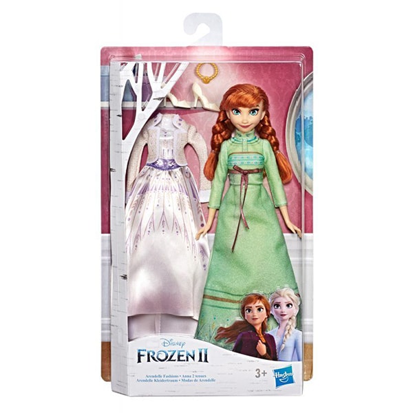 Papusa FROZEN Disney II Anna Fashion E6908, 3 ani+, alb-verde