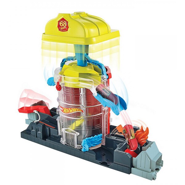 Set masinuta HOT WHEELS City Delux - Sediul central al pompierilor MTFNB15_GJL06, 4 ani+, multicolor