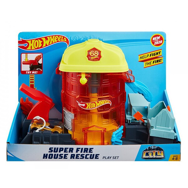 Set masinuta HOT WHEELS City Delux - Sediul central al pompierilor MTFNB15_GJL06, 4 ani+, multicolor