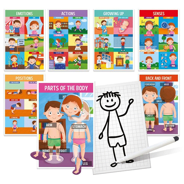 Joc educativ HEADU Montessori - Sa invatam partile corpului HE22823, 3 ani+, 42 forme
