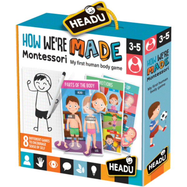 Joc educativ HEADU Montessori - Sa invatam partile corpului HE22823, 3 ani+, 42 forme