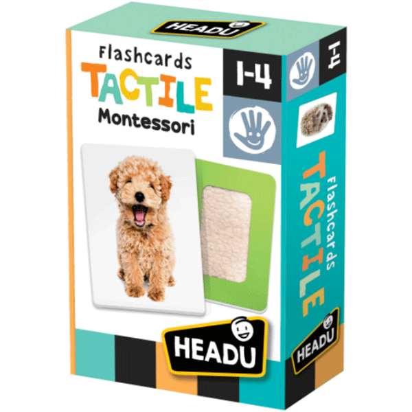 Joc educativ HEADU Montessori - Cartonase tactile HE23738, 12 luni+, multicolor