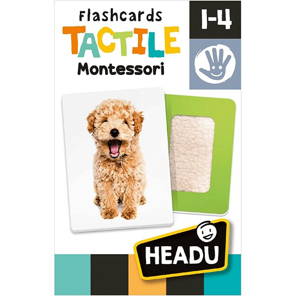 Joc educativ HEADU Montessori - Cartonase tactile HE23738, 12 luni+, multicolor