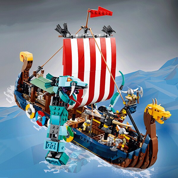 LEGO Creator: Corabia vikinga Si Sarpele din Midgard 31132, 9 ani+, 1192 piese