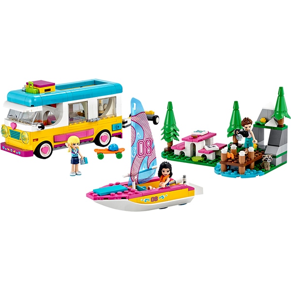 LEGO Friends: Furgoneta de camping si barca cu panze 41681, 7 ani+, 487 piese