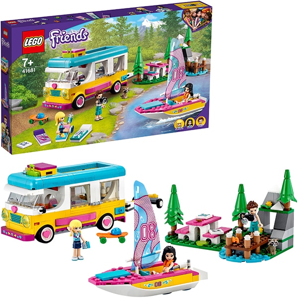 LEGO Friends: Furgoneta de camping si barca cu panze 41681, 7 ani+, 487 piese