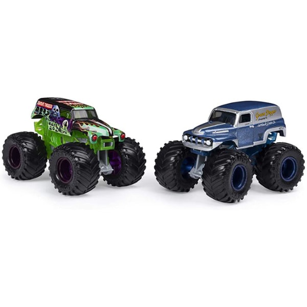 Set 2 masinute MONSTER JAM Grave Digger si Grave Digger Chesapeake 6044943_20123608, 3 ani+, albastru-verde