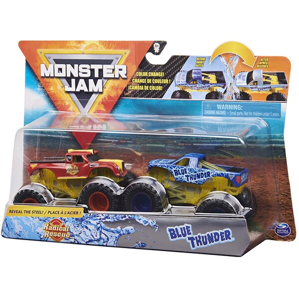 Set 2 masinute MONSTER JAM Radical Rescue si Blue Thunder 6044943_20123610, 3 ani+, multicolor