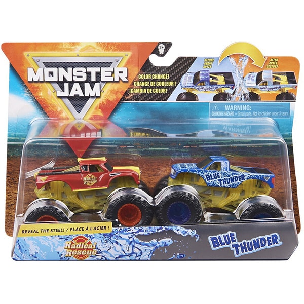 Set 2 masinute MONSTER JAM Radical Rescue si Blue Thunder 6044943_20123610, 3 ani+, multicolor
