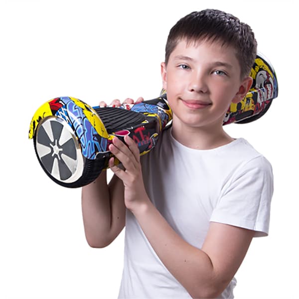 Hoverboard MYRIA Sky Rider Junior, 6.5 inch, graffiti galben + geanta transport inclusa