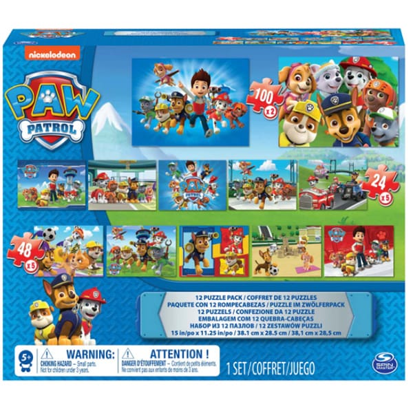 Puzzle SPIN MASTER 12 in 1 Paw Patrol 6041049, 4 ani+, 560 piese