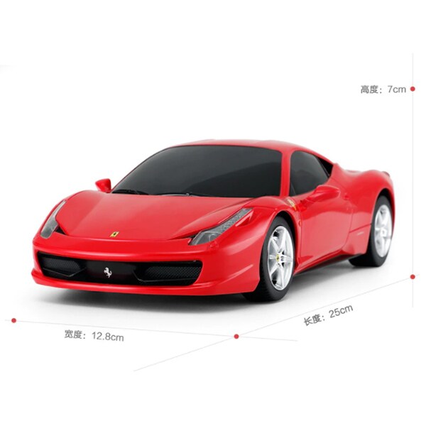 Masinuta cu telecomanda RASTAR Ferrari 458 Italia RAS53400, 3 ani+, rosu-negru