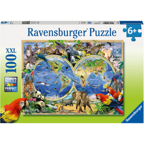 Puzzle RAVENSBURGER Animalele lumii RVSPC10540, 6 ani+, 100 piese