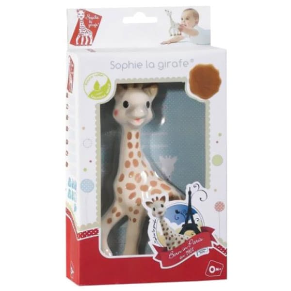 Jucarie interactiva VULLI Girafa Sophie, 0 luni+, alb-maro