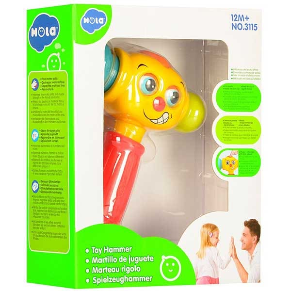 Jucarie interactiva HOLA Ciocan interactiv cu lumini si sunete 3115, 12 luni+, multicolor