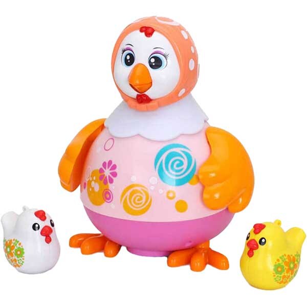 Jucarie interactiva HOLA Gainusa roz dansatoare cu doi puisori 6102, 12 luni+, multicolor