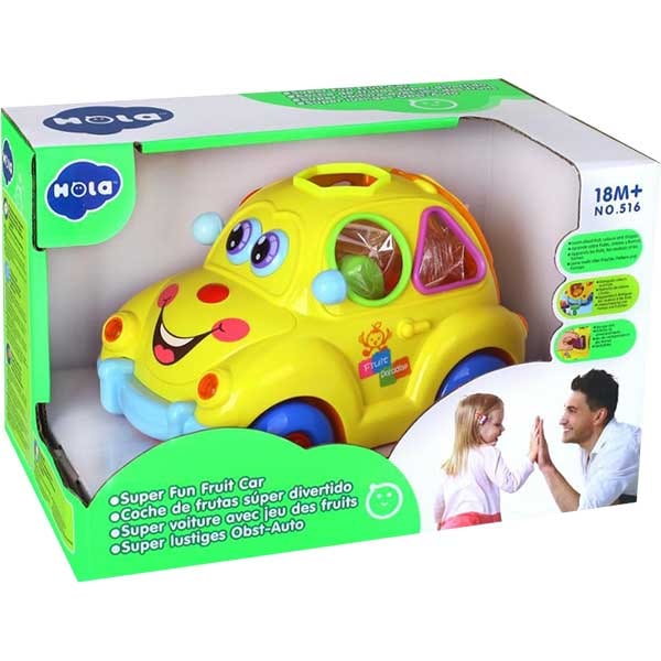 Jucarie interactiva HOLA Masinuta fructelor cu forme, sunete si lumini 516, 12 luni+, multicolor