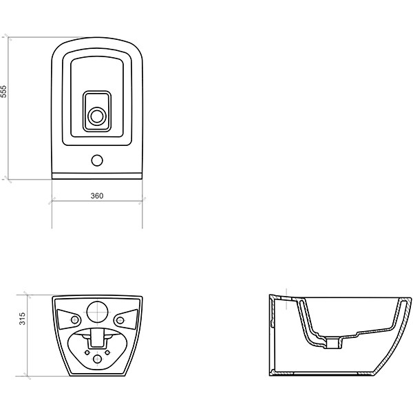Bideu CERSANIT Metropolitan, montaj suspendat, evacuare spate, alb