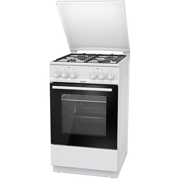 Aragaz GORENJE K5141WH, 4 arzatoare, Gaz + Electric, L 50 cm, Grill, alb
