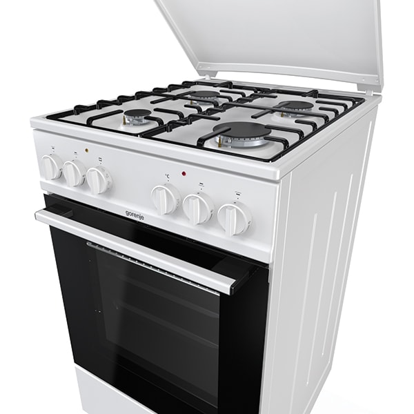 Aragaz GORENJE K5141WH, 4 arzatoare, Gaz + Electric, L 50 cm, Grill, alb