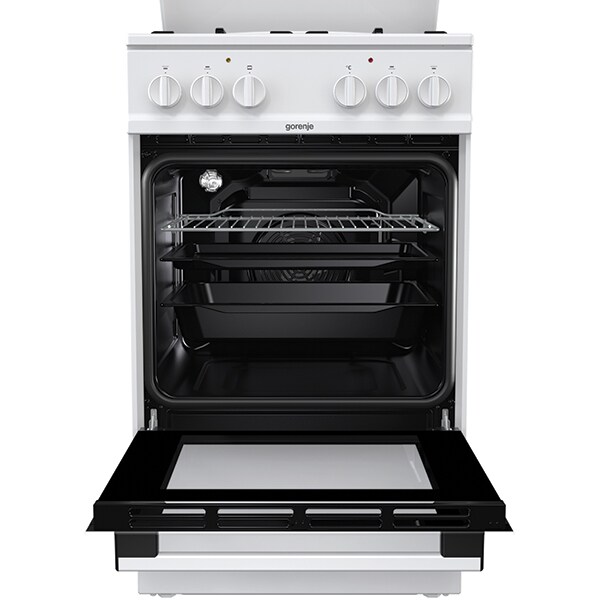 Aragaz GORENJE K5141WH, 4 arzatoare, Gaz + Electric, L 50 cm, Grill, alb