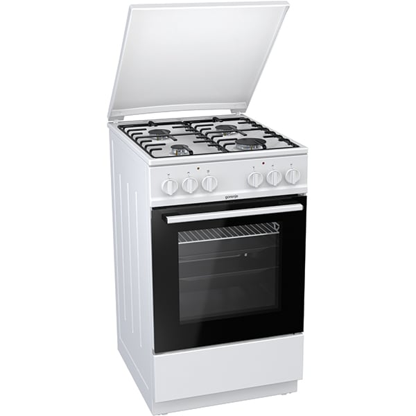 Aragaz GORENJE K5141WH, 4 arzatoare, Gaz + Electric, L 50 cm, Grill, alb