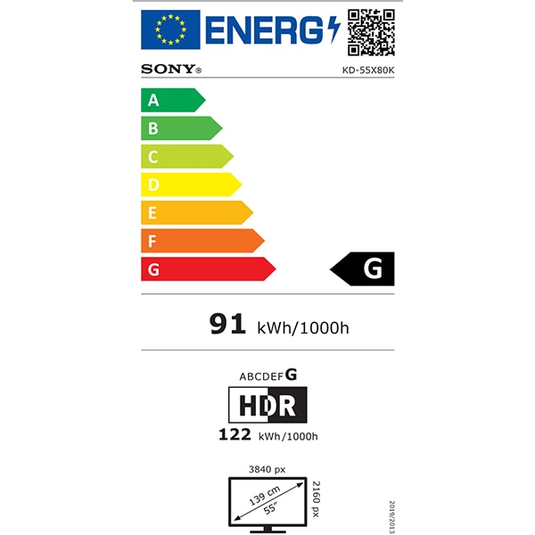 Televizor LED Smart SONY BRAVIA 55X80K, Ultra HD 4K, HDR, 139cm